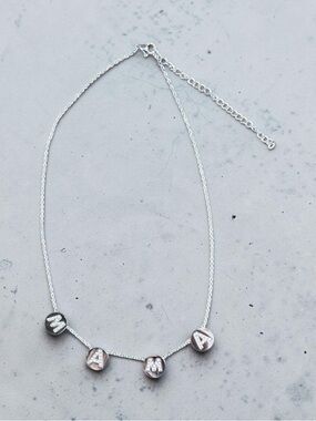 Dainty MAMA CZ Stone Necklace 18” Silver Tone New Gift for Mom